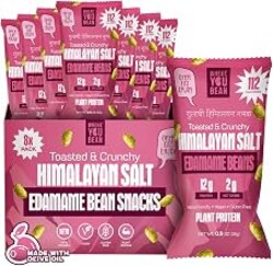 Where You Bean Edamame Beans Snack - Dry Roasted Edamame (Himalayan Salt) | No seed oils. 12g protein. Crunchy, plant-based, keto-friendly, and vegan. Each pack is 0.9 oz; comes in a pack of 8.
