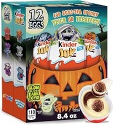 Kinder Joy Egg, Treat and Toy, Halloween Party Favors for Kids, 12 Count | Halloween candy bulk individually wrapped w/ sweet cream & cocoa wafer bites; Kinder eggs for glow in the dark party supplies