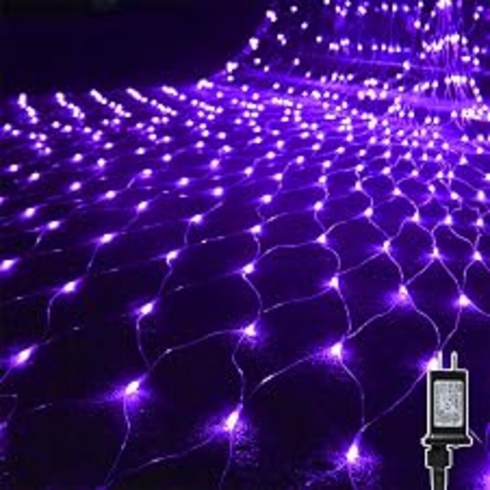 WATERGLIDE Outdoor Halloween Net Lights, 12FT x 5FT 360 LED Christmas Fairy Mesh Lights with 8 Lighting Modes, Connectable for Garden Xmas Tree, Bushes, Holiday Wedding Party Decorations, Purple