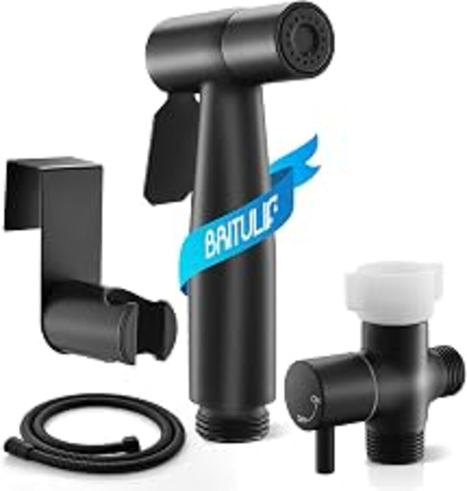 BRITULIF Bidet Sprayer for Toilet, Adjustable Pressure, Matte Black | Leak-Free Hose, Tank or Wall Mount, Feminine Wash, Cloth Diaper Rinse, Stainless Steel Body, Nozzle, Soft Silicone Nozzle