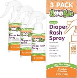 Boogie No-Rub Zinc Diaper Rash Cream Spray for Babies, 1.7 fl oz (3 Pack) | 25% Zinc Oxide Diaper Cream Spray - Touch-Free One-Handed Application - 200+ Sprays Per Bottle - Diaper Bag Essential