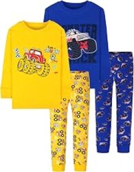 DAUGHTER QUEEN Boys Pajamas 4 Pieces Long Set 100% Cotton Sleepwear Size 18 Months-12 Years