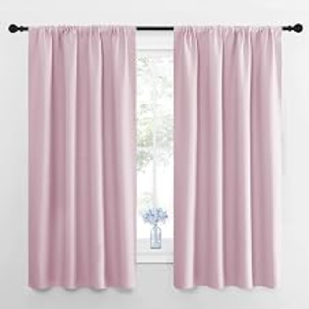 NICETOWN RV Blackout Curtains for Camper Windows, Baby Pink, 29" Wide by 50" Long, 2 PCs, Short Blackout Curtains & Drapes, Thermal Insulated Blackout Curtain Panels for Kids Room, Play Room