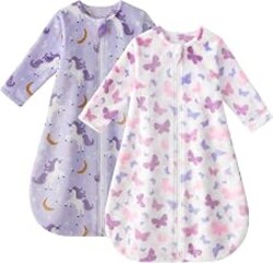 Yoofoss Fleece Sleep Sack 18-24 Months 1.5 Tog Baby Wearable Blanket | 2-Way Zipper Long Sleeve Sleeping Sack,Soft Warm Winter toddler 2 Pack