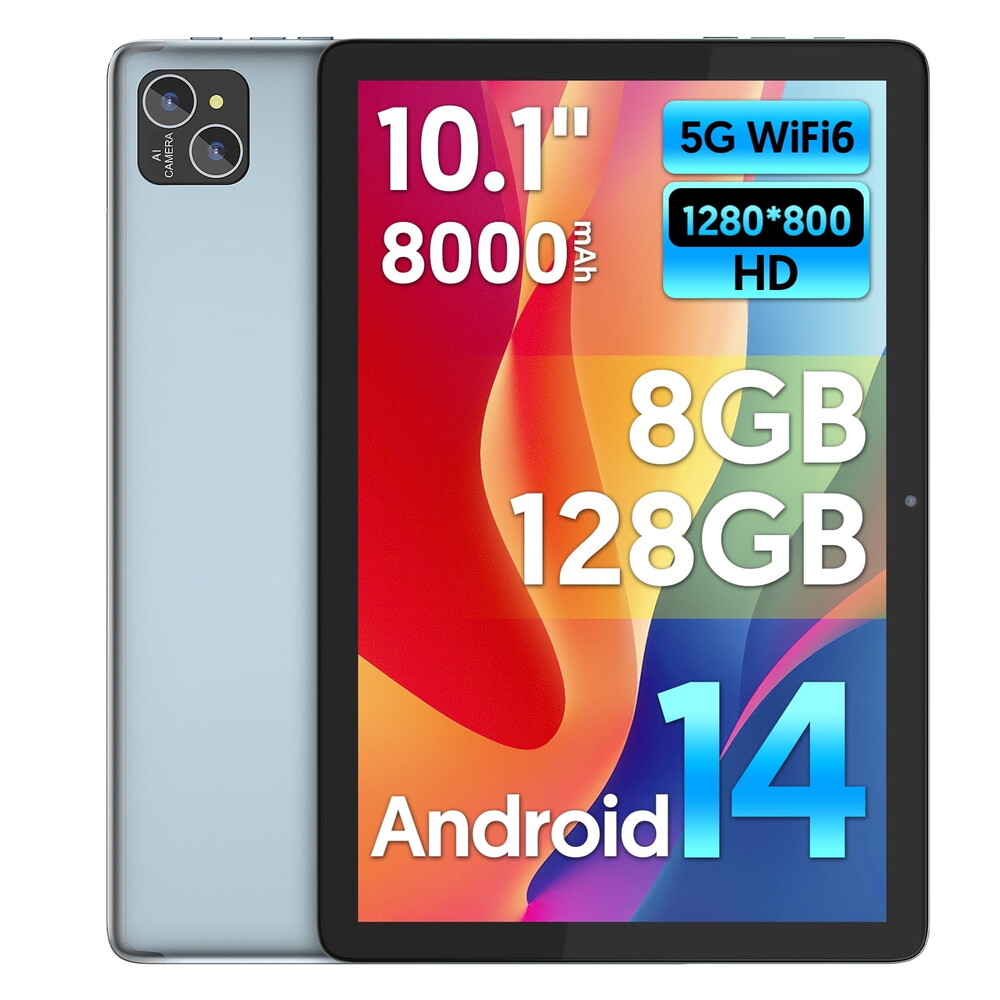 Android 14 Tablet 10 inch 128GB ROM 8GB RAM Google GMS Computer Tablet,8000mAh,Wifi, Bluetooth