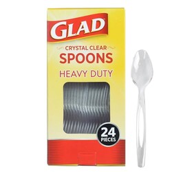 Glad Clear Disposable Plastic Spoons, 24