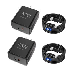 45W Fast Wall Charger, 6FT Type c Cables