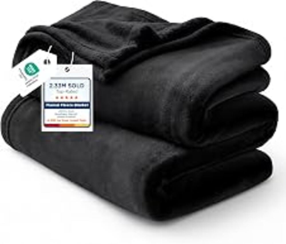 Bedsure Black Soft Warm Fleece Halloween Blanket Queen Size 90"x90" | Halloween Decorations Indoor, Lightweight, Breathable, Room Home Decor Gifts, Cozy Plush Microfiber