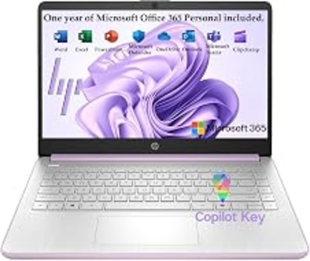 HP 2026 Essential Laptop, Intel Processor, 128GB Storage, Windows 11 | Copilot AI, Office 365, LED Display, 1TB Cloud Storage, Portable Size & Lightweight, Honey Lavender