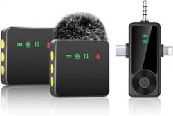 Therivo Mini Wireless Microphone for iPhone/Android/Camera, Noise Reduction | 3-in-1 Receiver, 2-Pack 20-Hour Battery Life Mini Lavalier Mics for Podcast, Content Creators, Recording, Vlogging, Streaming