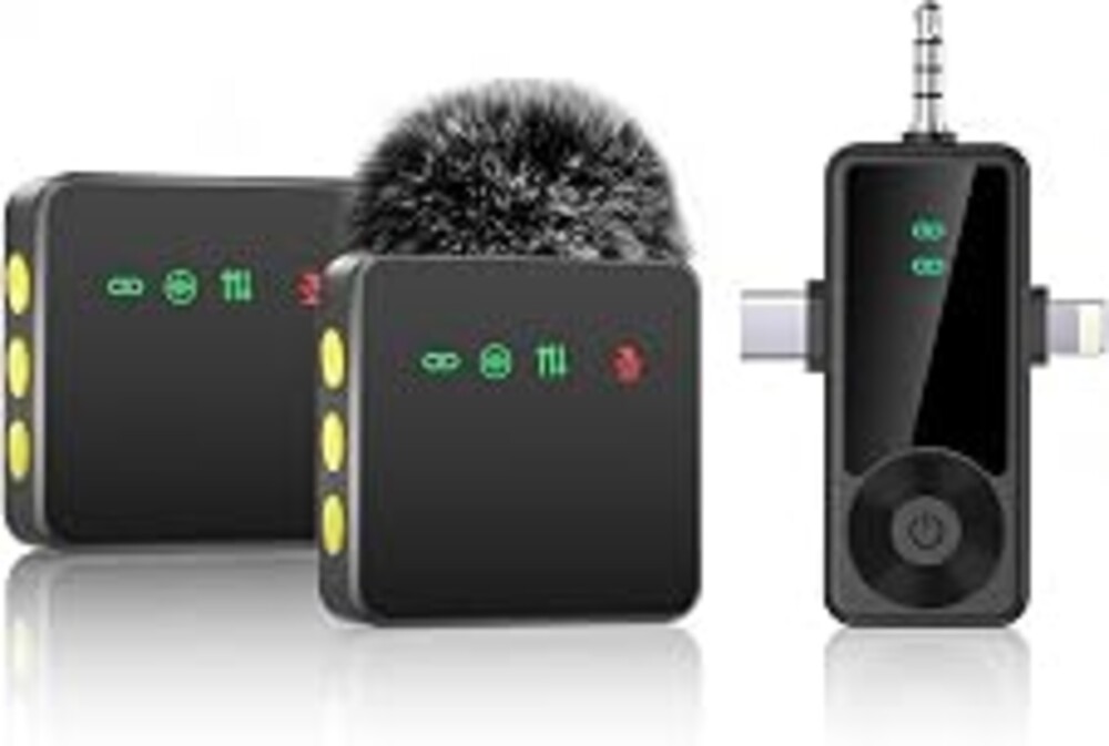 Therivo Mini Wireless Microphone for iPhone/Android/Camera, Noise Reduction | 3-in-1 Receiver, 2-Pack 20-Hour Battery Life Mini Lavalier Mics for Podcast, Content Creators, Recording, Vlogging, Streaming