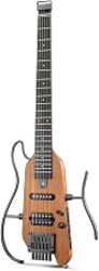 Donner HUSH X Headless Electric Guitar Kit, Travel & Practice, Natural | Featherlight Headless Guitar, Mahogany Solid Body, with Easy Assemble Stands, Gig Bag, All Accessories
