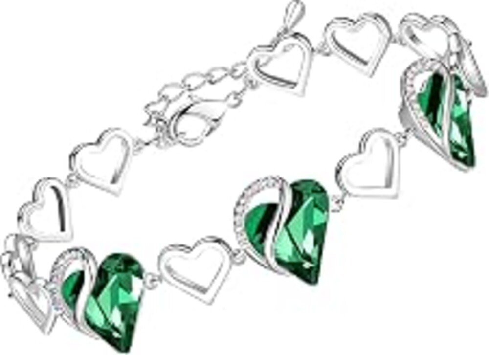 Leafael Infinity Love Heart Gift Bracelet for Women, Birthstone or Healing Stone Crystal, Silver Tone Birthday Jewelry for Her, Mom, and Wife, 7-inch Chain and 2-inch Extender