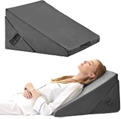 Bedluxe Wedge Pillow for Sleeping, Adjustable 9&12 Inch Foldable Bed Wedge Pillow Set, Orthopedic Memory Foam Triangle Pillows Wedge, 7-in-1 Elevated Pillows for Leg and Back Support, Velvet