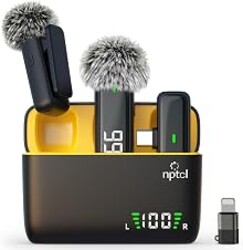 NPTCL Wireless Lavalier Microphone for iPhone iPad Android, Mini USB C Mic | 24H Charging Case, Digital Charge Display, Noise Reduction for Content Creator Video Recording Vlog Podcast YouTube TikTok