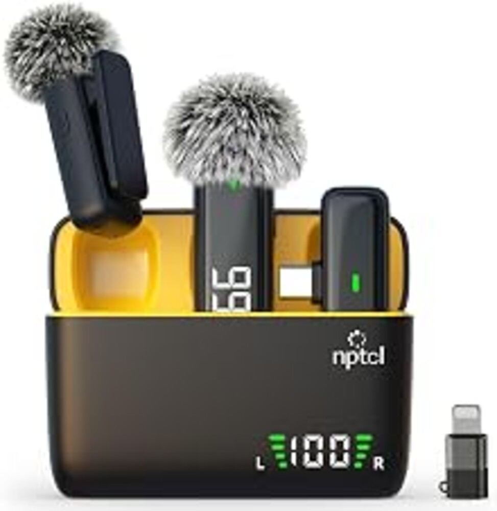 NPTCL Wireless Lavalier Microphone for iPhone iPad Android, Mini USB C Mic | 24H Charging Case, Digital Charge Display, Noise Reduction for Content Creator Video Recording Vlog Podcast YouTube TikTok