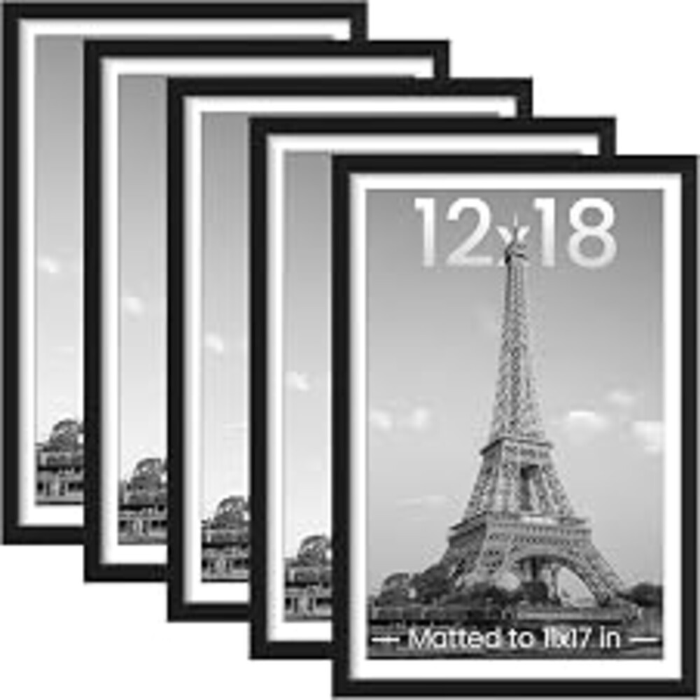 upsimples 12x18 Picture Frame, Gallery Wall Frames Set of 5, Black | Poster Frame Collage Wall Decor, 11x17 Picture Frame with Mat for Family, Baby, Hallway, Christmas