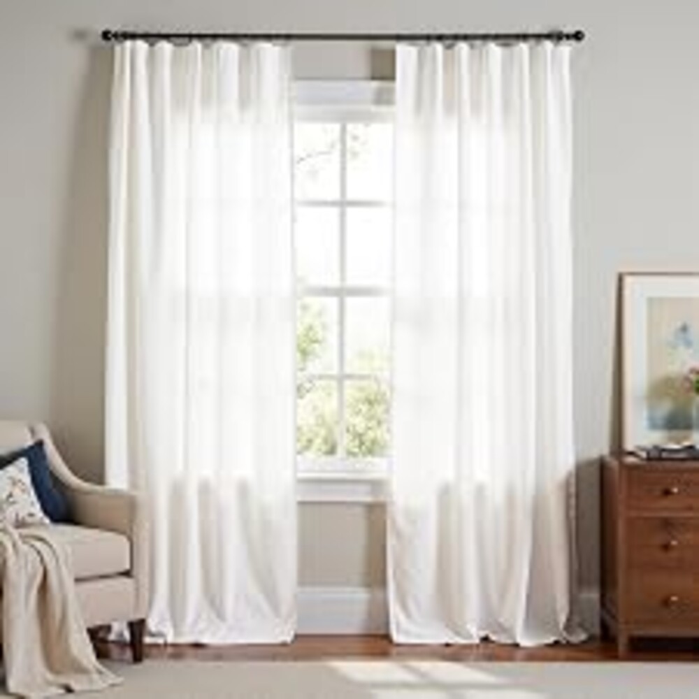 jinchan Linen Curtains Light Filtering Back Tab 60x90 Inch 2 Panels | Privacy Curtains 90 inch length for Bedroom Living Room, Modern Farmhouse Drapes, Natural Boho Curtains, White