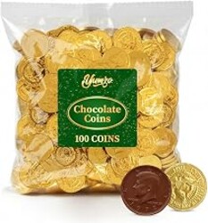Gold Chocolate Coins, 100 Pack of Gold Chocolate Coins Bulk, Ideal Coin Candy for Themed Parties, Events and Celebrations, Perfect for Gift Bags and Festive Decorations Christmas and.