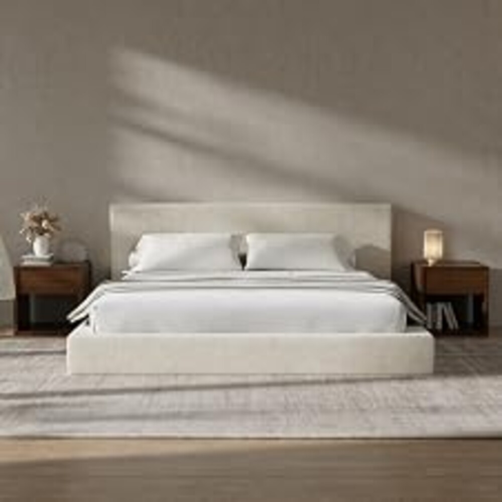 RECCI AirFrame King Size Upholstered Bed Frame with Plush Padded Headboard | Plush Padded Headboard, 360° Soft Foam Surround, Low Profile Cloud Bed Frame, No Box Spring Required, Easy Assembly