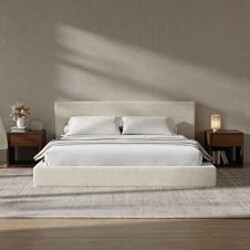 RECCI AirFrame King Size Upholstered Bed Frame with Plush Padded Headboard | Plush Padded Headboard, 360° Soft Foam Surround, Low Profile Cloud Bed Frame, No Box Spring Required, Easy Assembly