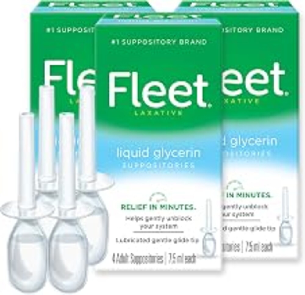 Fleet Liquid Glycerin Suppositories, 4 Bottles, 7.5oz each, Pack of 3 | Adult Constipation Relief, Fast and Effective, Stimulant-Free Laxative, Relieve Constipation In 15-60 Min