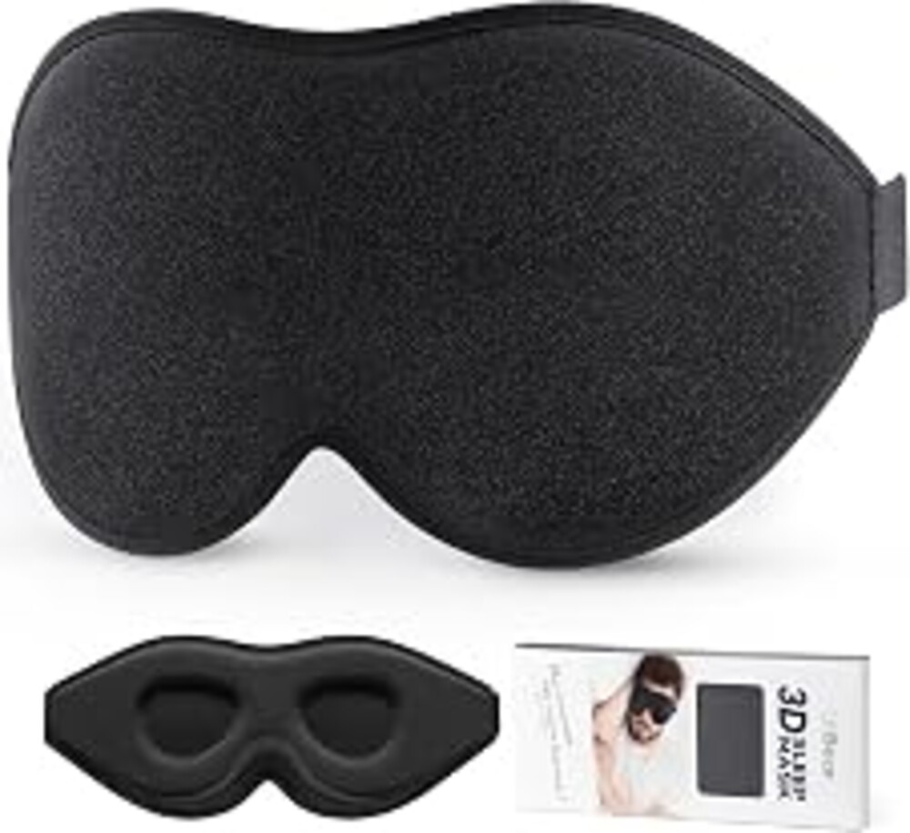 LitBear Sleep Mask for Side Sleeper Women Men, Eye Mask for Sleeping | Light Blocking 3D Contoured Sleeping Mask, Soft Breathable Sleep Eye Mask with Adjustable Elastic Strap for Travel, Black