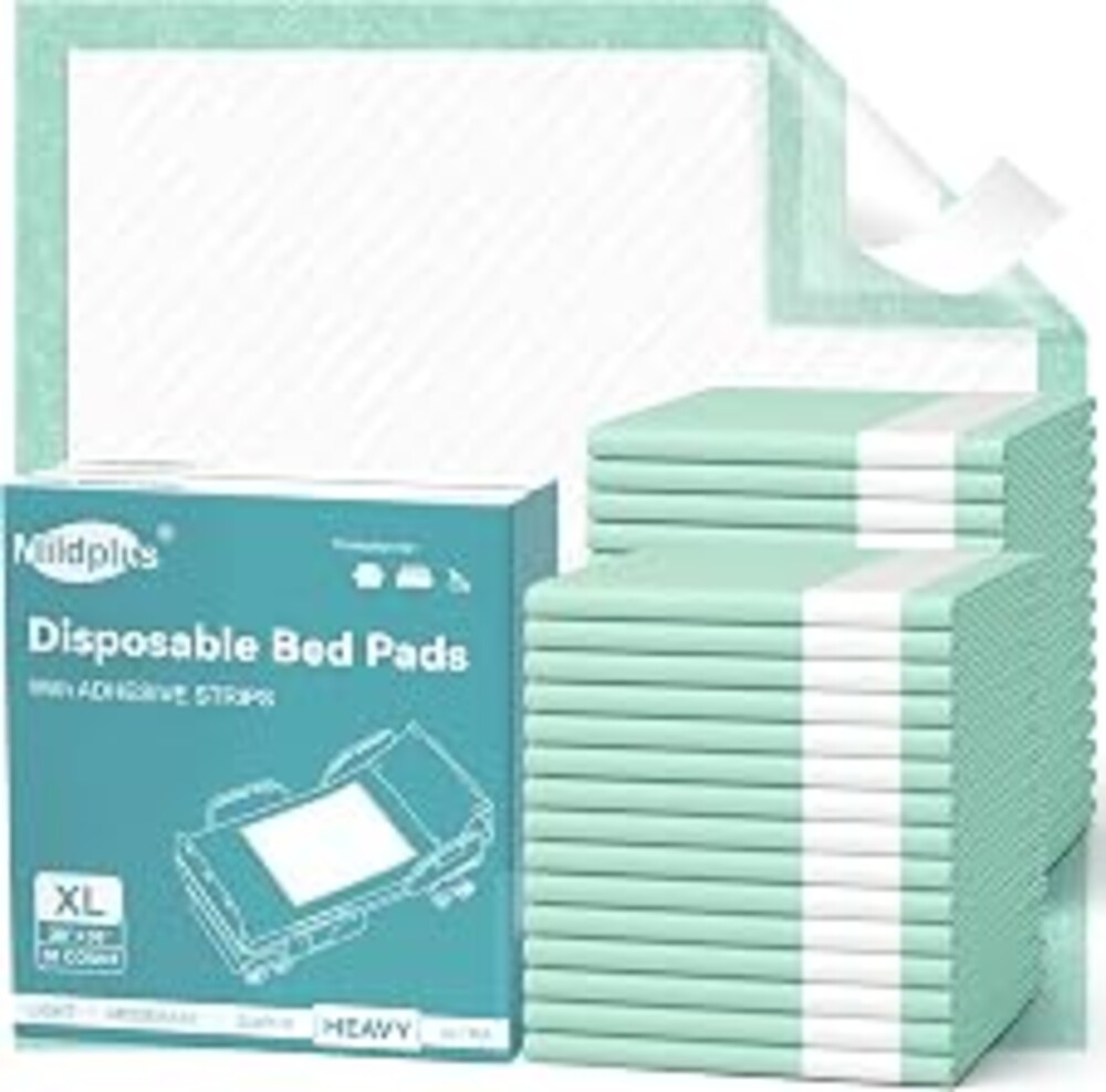 MILDPLUS Disposable Bed Pads with Adhesive Strip 30" x 36" (30 Counts) | Ultra Thick Leakproof Extra Pee Pads | Super Absorbent Incontinence Underpads | Extra Large Chucks for Adult, Elderly, Pets