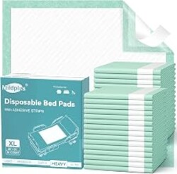 MILDPLUS Disposable Bed Pads with Adhesive Strip 30" x 36" (30 Counts) | Ultra Thick Leakproof Extra Pee Pads | Super Absorbent Incontinence Underpads | Extra Large Chucks for Adult, Elderly, Pets