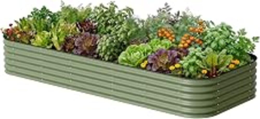 Vego garden 17" Tall 4' x 10' Giant Modular Metal Raised Garden Bed Kit, A King Sized Garden Bed for Vegetables, Flowers, Herbs, Olive Green
