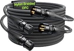 AA AUDIO ACCESSORY XLR Cables 10ft, Neutrik REAN Connectors, Dual Shielded | 2-Pack Mic Cable, Gold-Pins, 21AWG 99.99% OFC, Kevlar-Reinforced Heavy Duty Nylon Braided Noiseless Balanced Microphone Cable