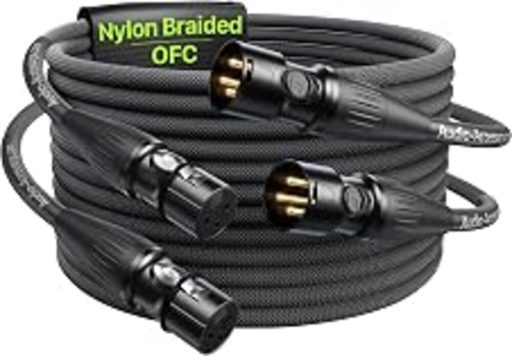 AA AUDIO ACCESSORY XLR Cables 10ft, Neutrik REAN Connectors, Dual Shielded | 2-Pack Mic Cable, Gold-Pins, 21AWG 99.99% OFC, Kevlar-Reinforced Heavy Duty Nylon Braided Noiseless Balanced Microphone Cable