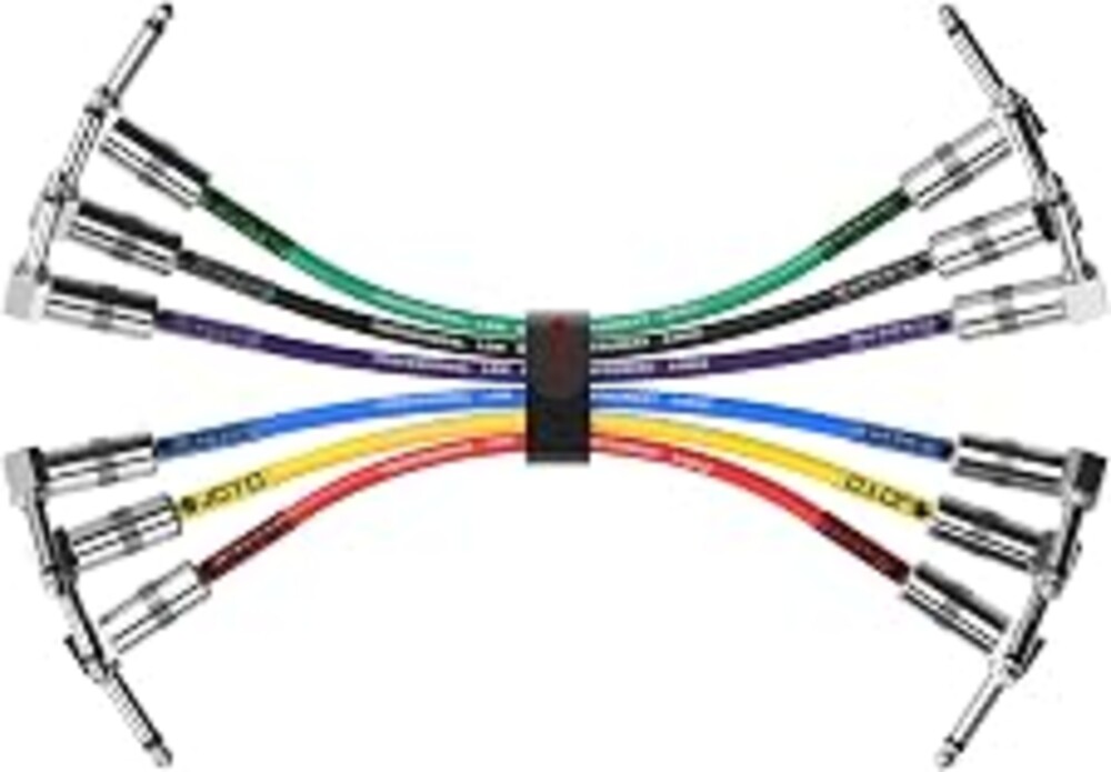 JOYO Guitar Patch Cables 7.8 Inch Professional Bass Guitar Effect Pedal Patch Cords 1/4 Inch (CM-11, 6 Pack)