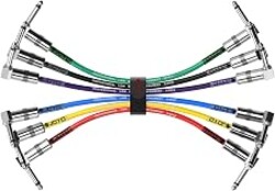 JOYO Guitar Patch Cables 7.8 Inch Professional Bass Guitar Effect Pedal Patch Cords 1/4 Inch (CM-11, 6 Pack)