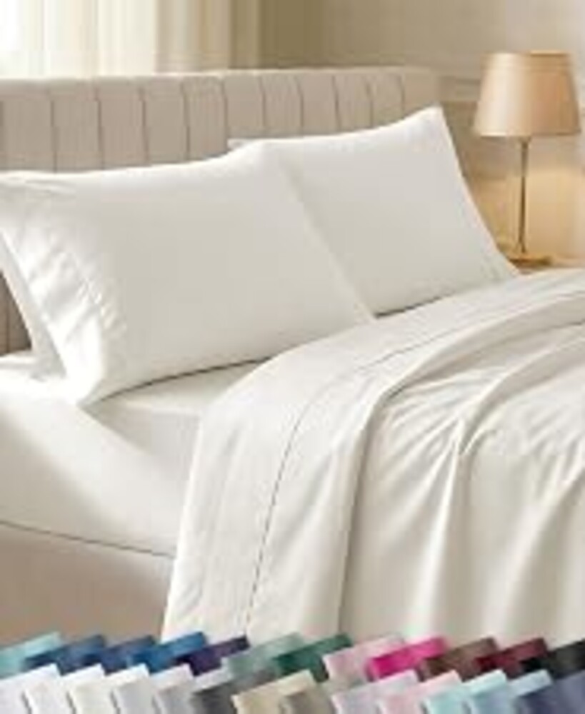 California Design Den Soft 100% Cotton Sateen King Sheet Set, 4 Pcs | 400 Thread Count Backed by Good Housekeeping Seal, 16" Deep Pocket, All-Around Elastic, Easy Care - Ivory (Pale Tone)