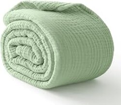 100% Cotton Muslin Blanket for Adults, 6-Layer Throw, 50 x 60, Sage Green | Breathable & Lightweight, Soft & Cooling, Summer Gauze Blankets, for Couch, all-season Comfort, ideal for Bed Layering Use.