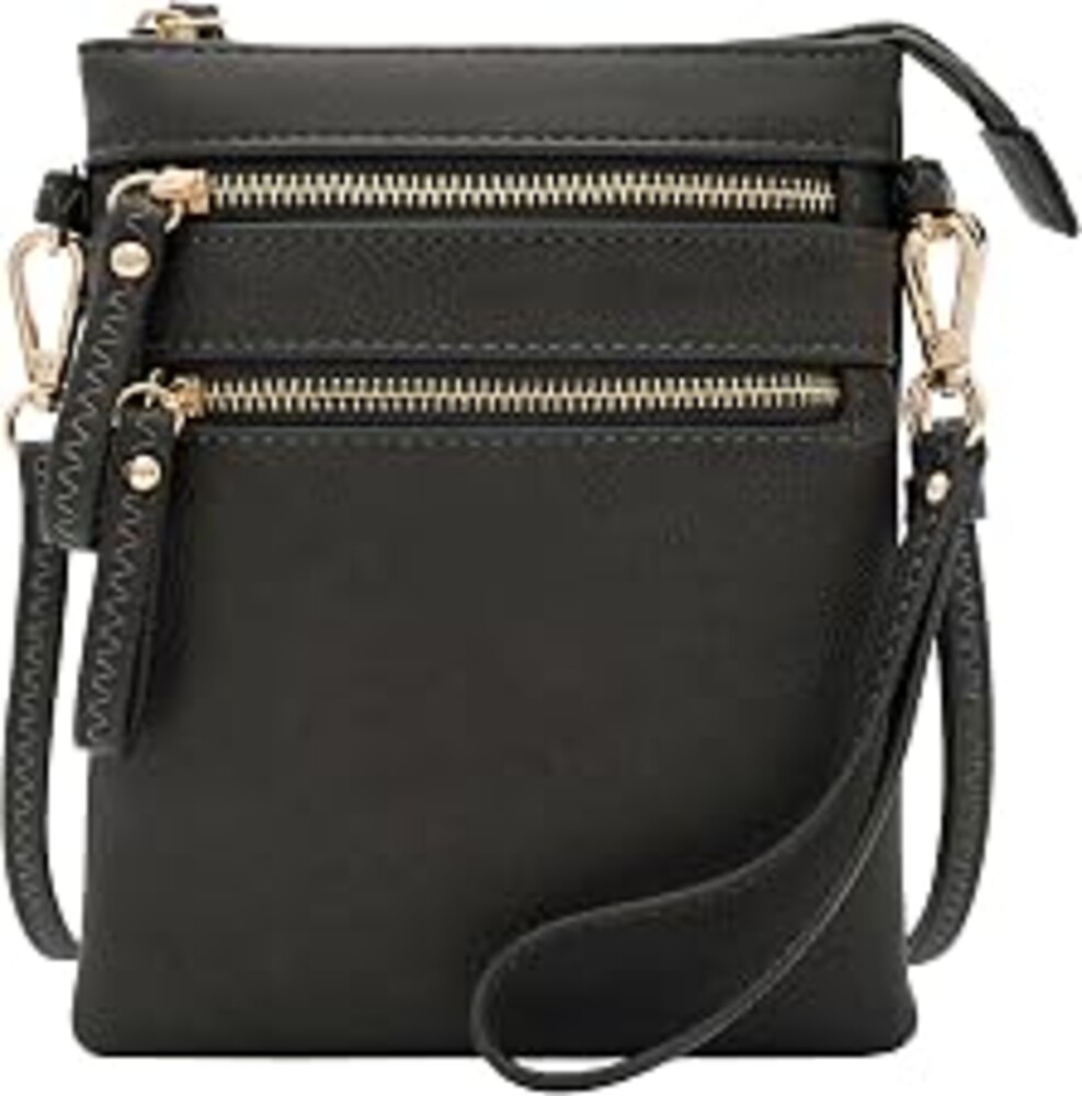 Solene Small Crossbody Bag for Women, Multi Zip Pockets with Detachable Wristlet, Lightweight Travel Purse, Cell Phone Pouch