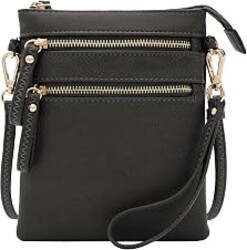 Solene Small Crossbody Bag for Women, Multi Zip Pockets with Detachable Wristlet, Lightweight Travel Purse, Cell Phone Pouch