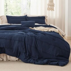 Bedsure Queen Comforter Set 4-Pc, Navy B