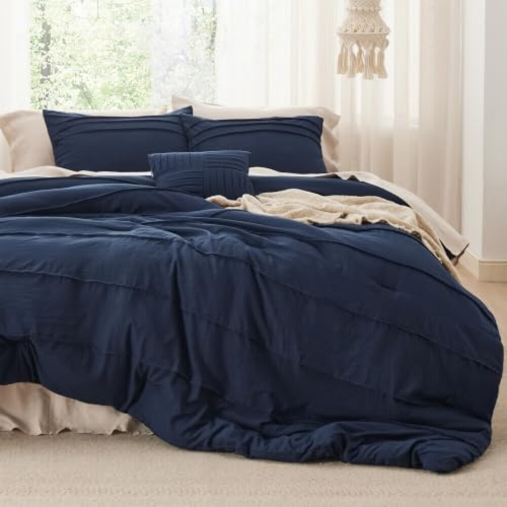 Bedsure Queen Comforter Set 4-Pc, Navy B