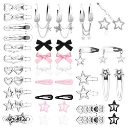 Fingertip WD 42Pcs Y2k Pink Hair Clips S