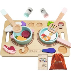 GalaJoyWud Wooden Play Food Sets for Kid