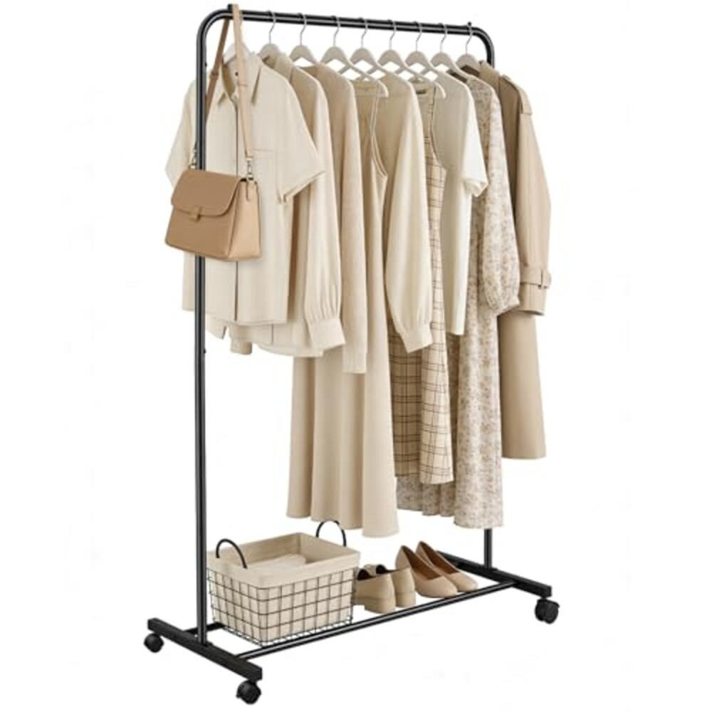 PSOONON Rolling Clothes Rack Garment Org