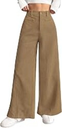 PRETTYGARDEN Women's High Waisted Corduroy Pants Casual | Textured Ribbed,Button Zip Closure,Front Pockets,Wide Leg Trousers,Y2k Vintage Palazzo Slacks,Everyday Wear for Work Travel