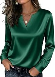 Zeagoo Satin Blouses for Women Silk Tops Long Sleeve Shirts Fall Clothes | Satin silk blouse long sleeve dressy top,soft shirt,work office wear,fall fashion shirt 2026,professional outfit