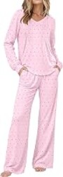 Ekouaer Womens Pajama Set Long Sleeve Lounge Set Soft Pjs Sleepwear | Fall Winter Nightwear Long Pant With Pockets, Casual Loungewear, Ladies Pjs, Suit for Sleeping, Travel & Cozy Home Wear