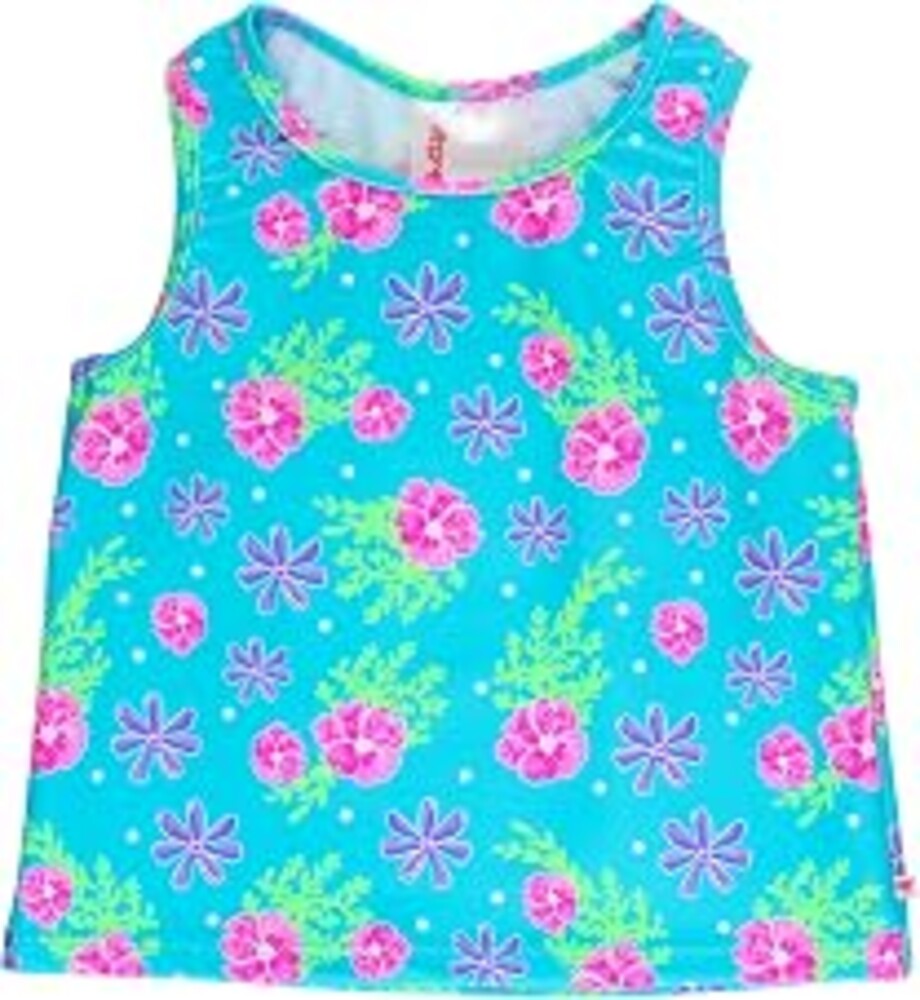 RuffleButts Girls - UPF 50+ Athletic Stretch Tank Top | Flexible Fabric, Sun Protection, Collarless Design, Sleeveless Cut, For Female Youth, Pickleball Ready