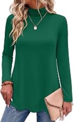 Zeagoo Long Sleeve Shirts for Women Turtleneck Work Casual Tunic Tops | Mock neck tops,long sleeve undershirt,ladies tops and blouses,basic plain tees,fall clothes,fashion clothing