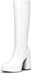 DREAM PAIRS Women's Chunky Platform Heels Knee High Boots | Round Toe Block Gogo Side Zipper Comfortable High Heels Tall Fashion Fall Winter Boots