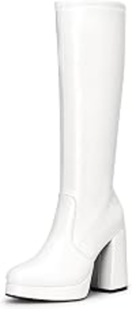 DREAM PAIRS Women's Chunky Platform Heels Knee High Boots | Round Toe Block Gogo Side Zipper Comfortable High Heels Tall Fashion Fall Winter Boots
